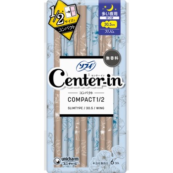 센터인 컴팩트 폭신폭신 많은 날 야간용 6매 유니참