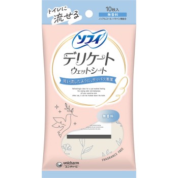 소피 델리케이트 웨트시트 무향료 (생리용품 데리케이트존 웨트시트) 10매 유니참