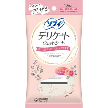 소피 데리케이트 웨트시트 플로럴향(생리용품 데리케이트존 웨트시트) 10매 유니참