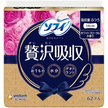 소피 Kiyora 사치스러운 흡수 화이트 플로럴 62매 유니참