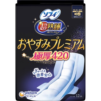 소피 초숙면 오야스미 프리미엄 극두꺼운 420 12매 유니참