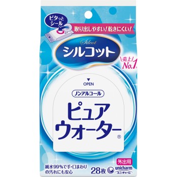 실코트 퓨어 워터 웨트 티슈 외출용 28매 유니참