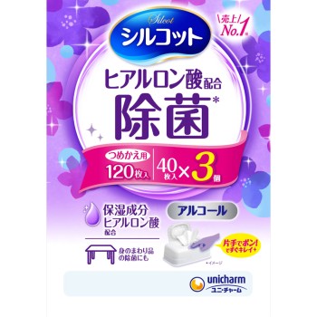 실코트 제균 웨트 티슈 알코올 타입 리필 40매×3 유니참