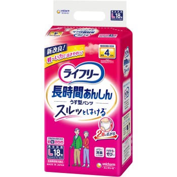 라이프리 장시간 안심 얇은 팬츠 L 18매 유니참
