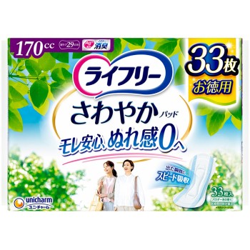 라이프리 상쾌한 패드 장시간·밤에도 안심용 33매 유니참