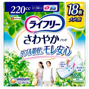 라이프리 상쾌 패드 특히 많을 때도 1매로 안심용 18매 유니참