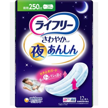 라이프리 산뜻한 패드 야간 안심 250cc 12매 유니참