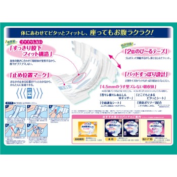 라이프리 늘어나는 피트 얇은형 경쾌 테이프잠금 SM 22매 유니참