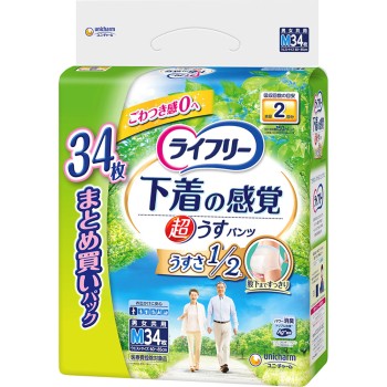 라이프리 초박형 속옷 느낌 팬츠 M 34매 유니참