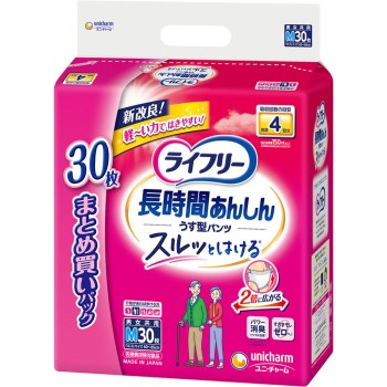 라이프리 장시간 안심 얇은 팬츠 M 30매 유니참