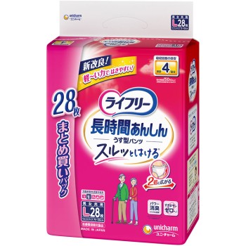 라이프리 장시간 안심 얇은 팬츠 L 28매 유니참