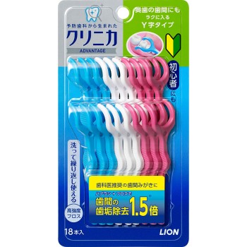 클리니카 어드밴티지 덴탈 플로스 Y자 타입 18개입 라이온