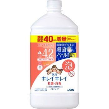 키레이키레이 거품 핸드소프 과일 리필 특대 840ml 라이온