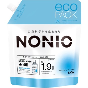 NONIO(노니오) 구강세정제 클리어 허브 민트 리필 파우치 구강세정액 950ml 라이온