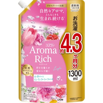 소프란 아로마리치 레이라 유연제 리필 뷰티 플로럴 아로마향 1300ml 라이온