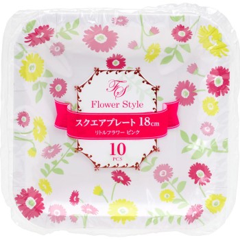 스퀘어플레이트 리틀플라워 18cm 레드 10매 스트릭스디자인