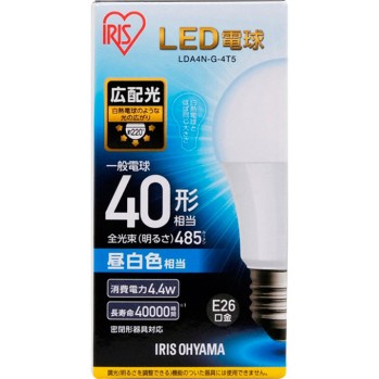 LED 전구 E26 광배광 40형 상당 주백색 LDA4NG4T5 아이리스 오야마