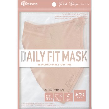 DAILY FIT MASK 입체 보통 핑크 베이지 5매 아이리스 오야마