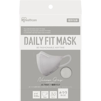 DAIRY FIT MASK 입체 보통 뉘앙스 그레이 30매 아이리스오야마