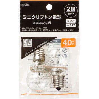 OHM 미니 크립톤 전구 40W형 클리어 110V/36W C/2P 옴전기