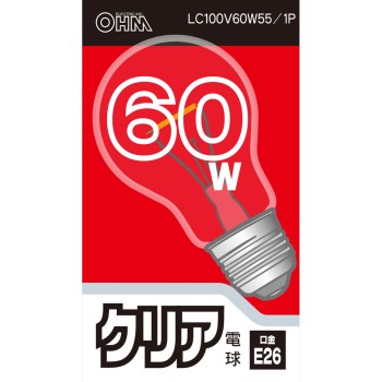 OHM 클리어 전구 60W형 LC100V57W 오므전기