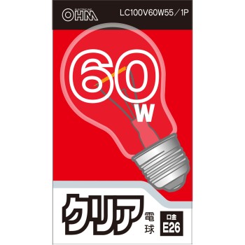 OHM 클리어 전구 60W형 LC100V57W 오므전기