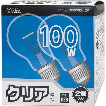 OHM 클리어전구 100W형 2P LC100V95W2PA 옴전기