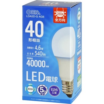 OHM LED전구 전방향 40W형 주광색 옴전기