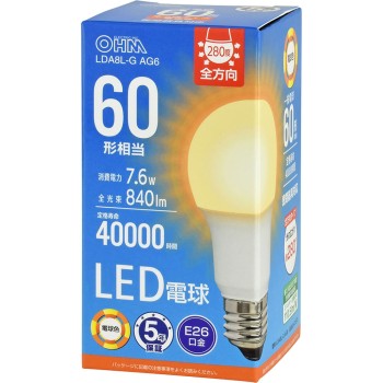 OHM LED전구 전방향 60W형 전구색 옴전기