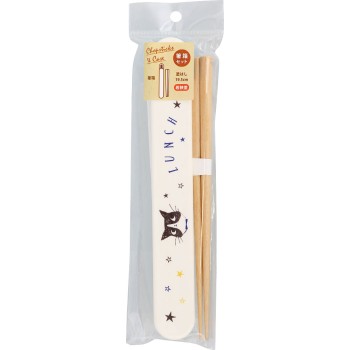 젓가락 케이스 세트 19.5cm 해피 캣 블루 나카노