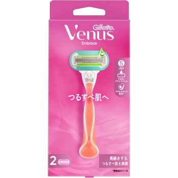 질레트 비너스 엠브레이스 매끈피부 여성용 면도기 본체 교체날 2개입 P&G재팬