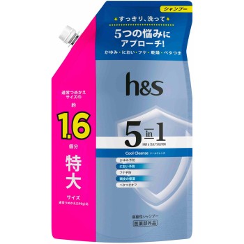 h&s 5in1 쿨 클렌즈 샴푸 리필 특대 사이즈 460g P&G재팬