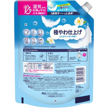 레노아 초소취 1week 극부드러운 마무리 플로럴 샤봉향 리필 초특대 770ml P&G 재팬