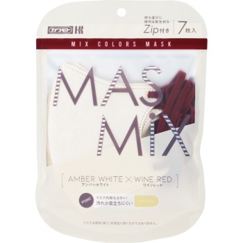 MASMIX 마스크 앰버 화이트×와인 레드 7매입 가와모토산업