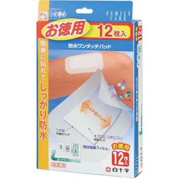 패밀리 케어 방수 원터치 패드 L 절약용 12매 백십자