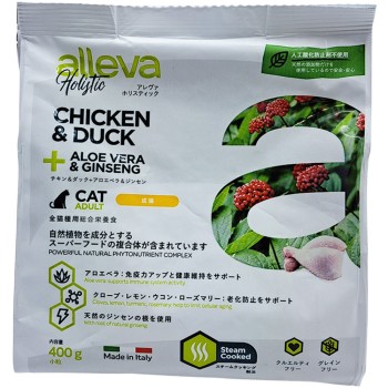 알레바 홀리스틱 치킨&덕 알로에 베라&진셍 고양이용 소립 400g